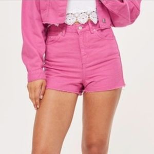 Topshop Moto Mom High Waisted Pink Shorts